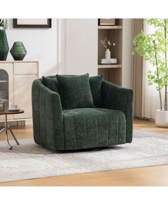 Upholstered 0degree Swivel Barrel Chair and Half with Pillows