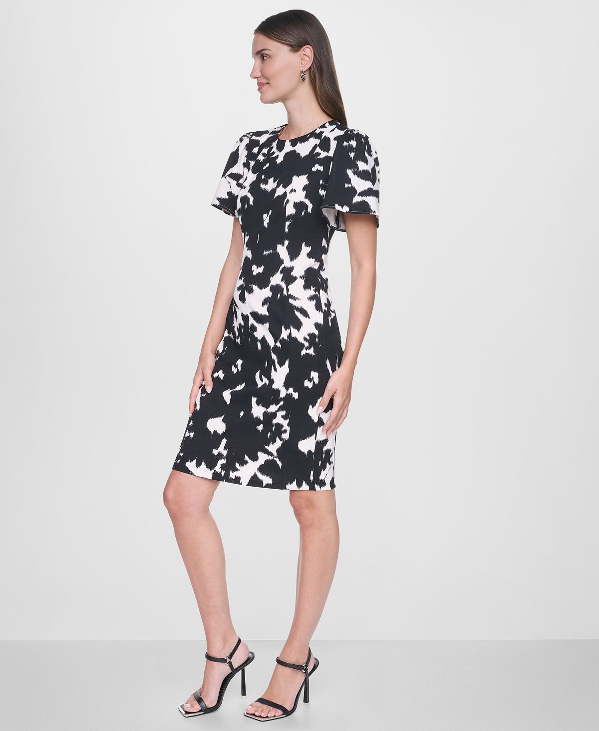 DKNY Women's Flutter-Sleeve Printed Dress view 3 — MAYCSS fashion products
