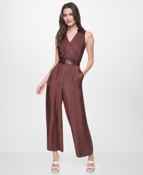 Женские DKNY Women's Sleeveless Belted Jumpsuit