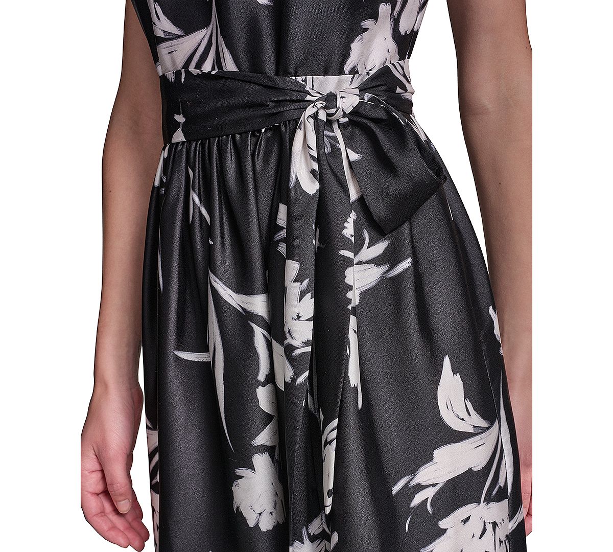 KARL LAGERFELD PARIS Women's Belted Midi Dress view 4 — MAYCSS fashion products