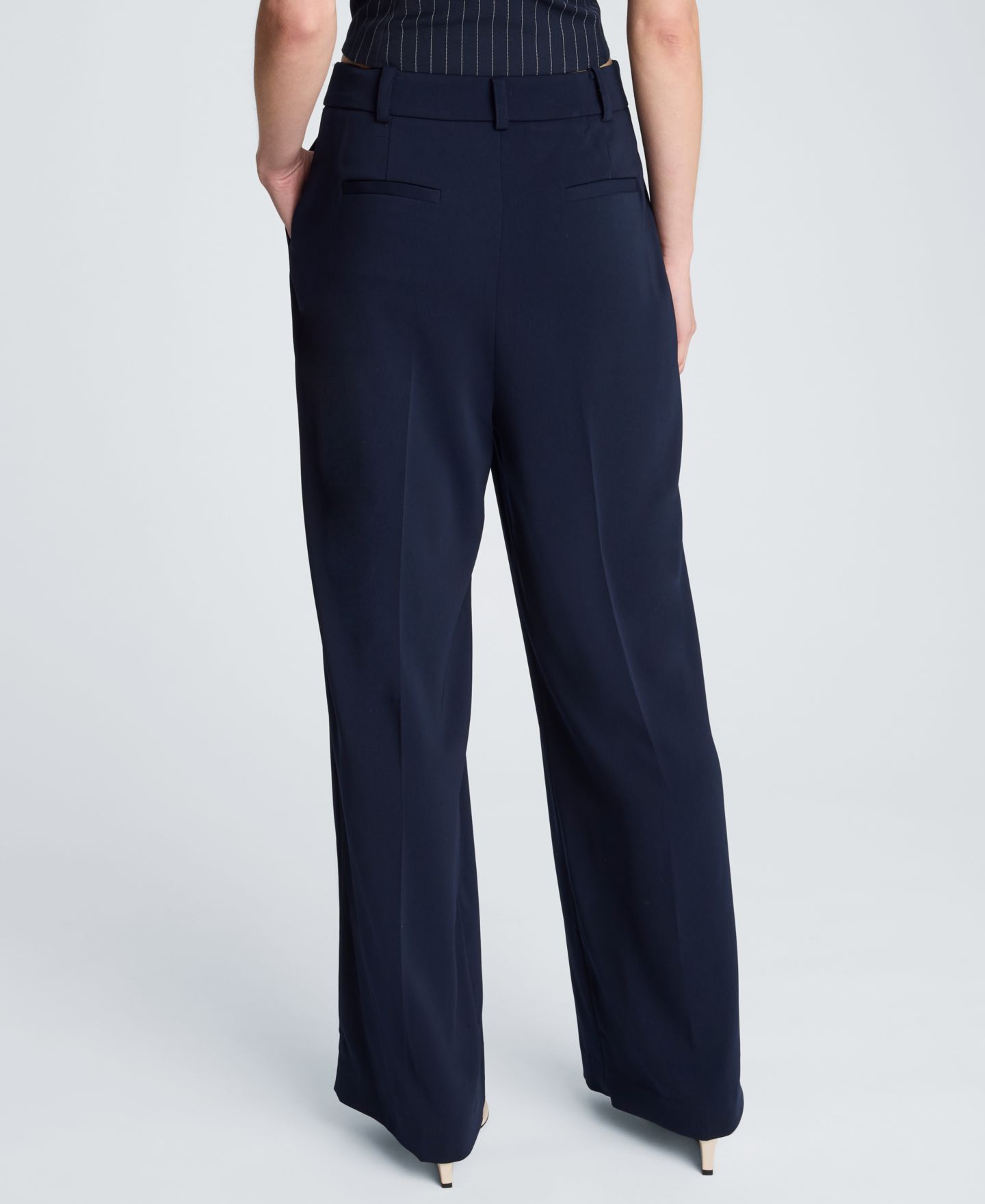 Женские брюки Kenneth Cole High-Rise Wide-Leg Pleated, цвет: Тёмный тёмно-синий — фото 5