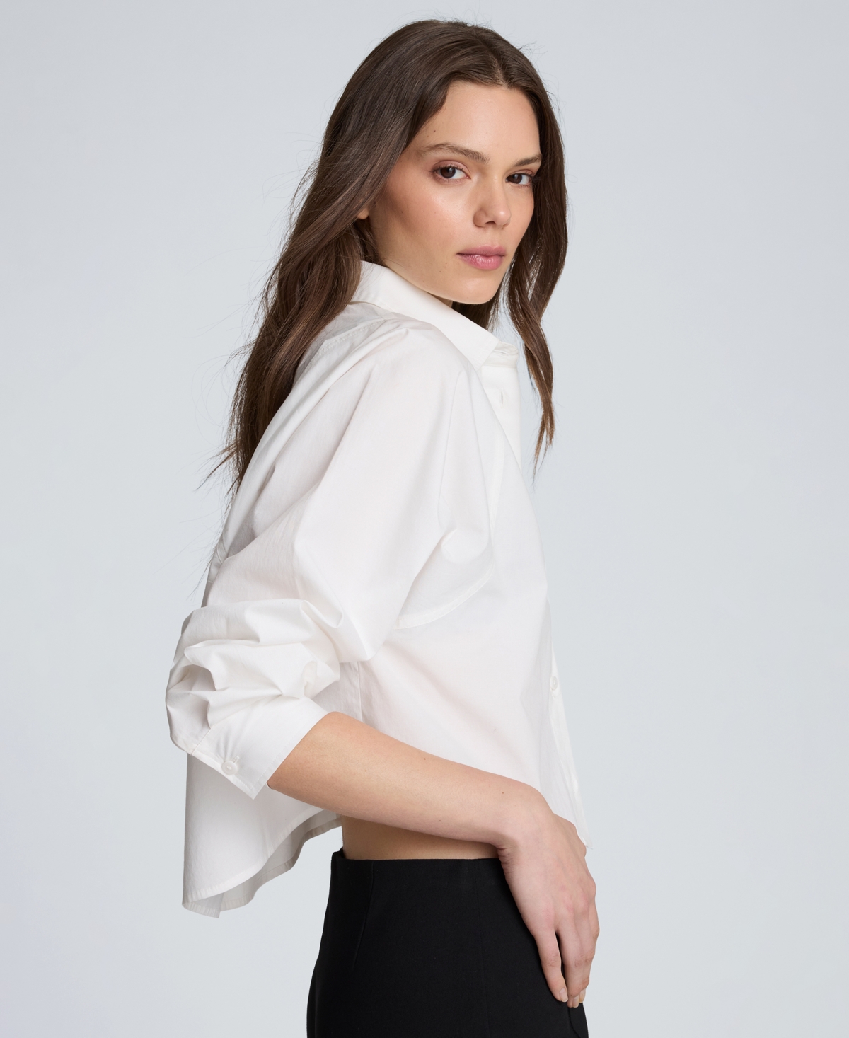Kenneth Cole Women's Cotton-Blend Collared Long-Sleeve Top