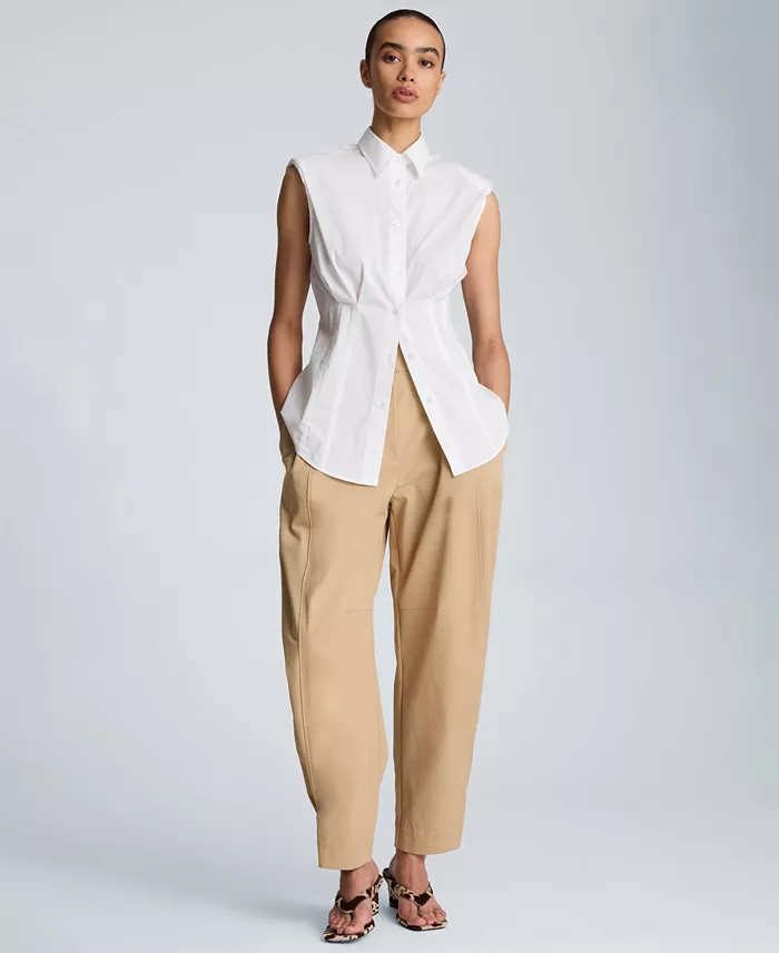 Women's Pleated Sleeveless Shirt - thumbnail 2