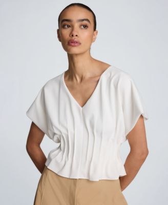 Women's Pleated V-Neck Top
