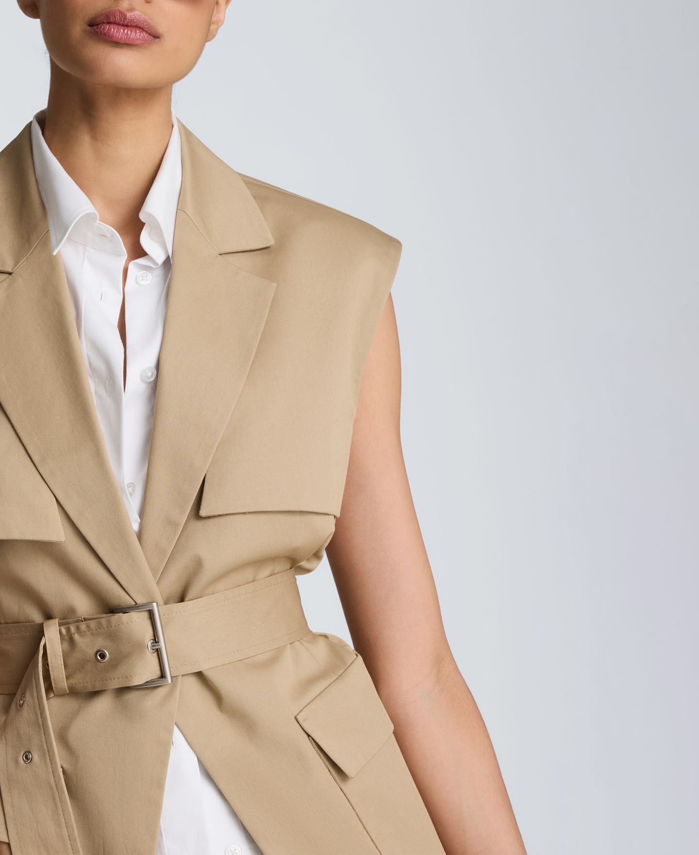 Женский жилет Kenneth Cole Belted Notch Collar Vest, цвет: Farro — фото 4