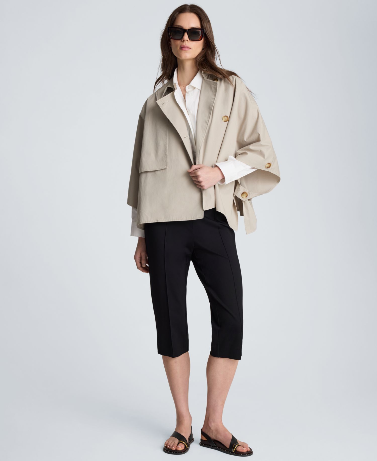 Women's Notch Collar Trench Cape Jacket