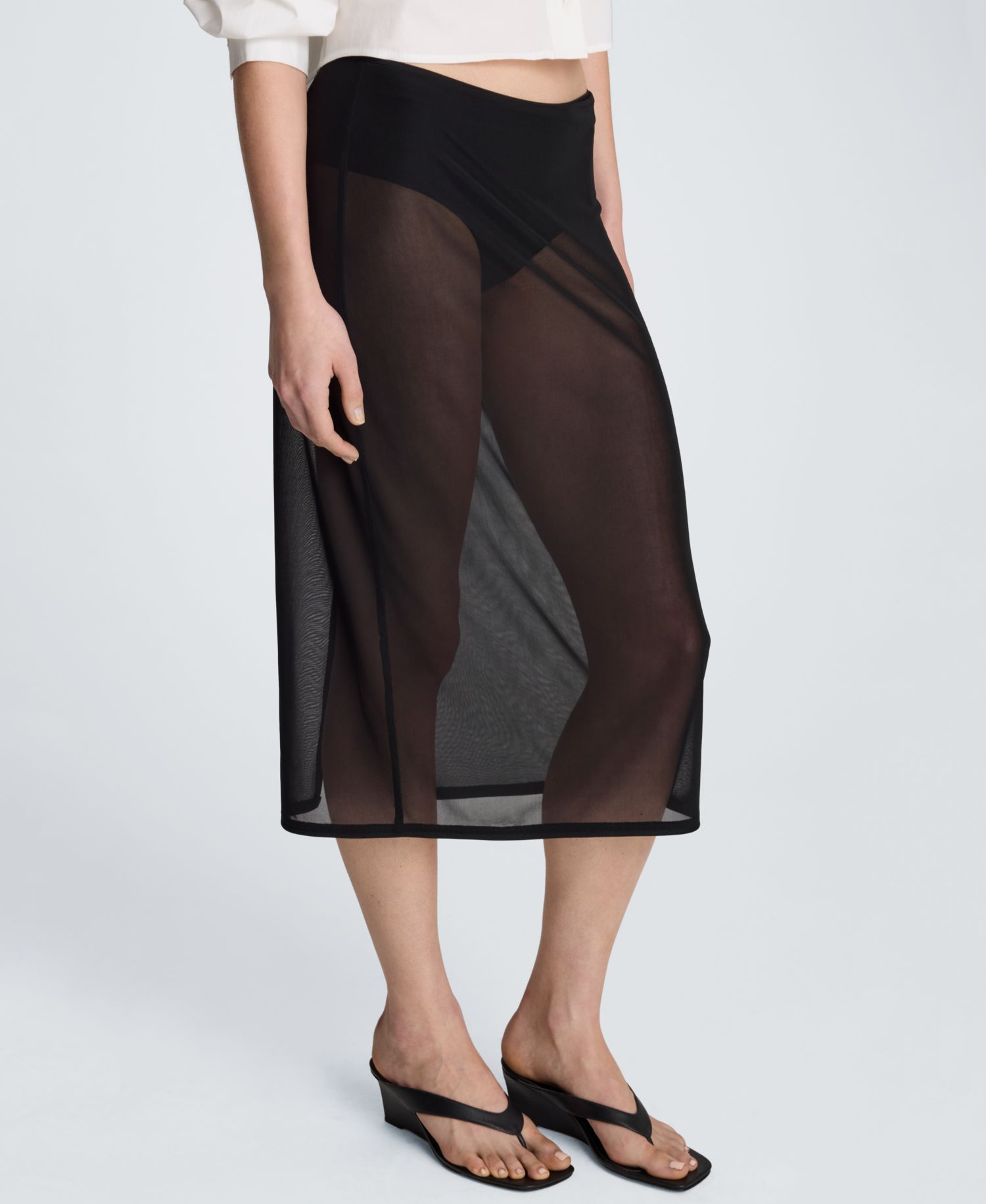 Women's Pull on Mesh Midi Skirt with built in underwear