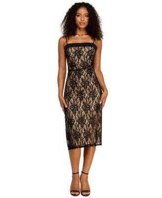 Juniors' Lace Square Neck Midi Dress