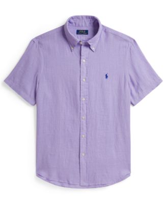 Men's Short-Sleeve Linen Button-Up Shirt