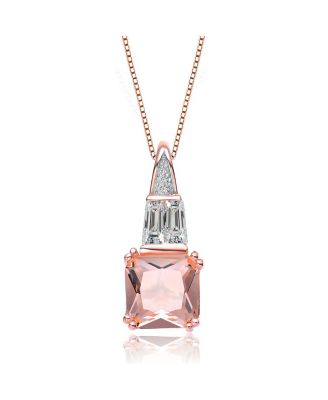 18K Rose Gold Plated Cubic Zirconia Pendant Necklace