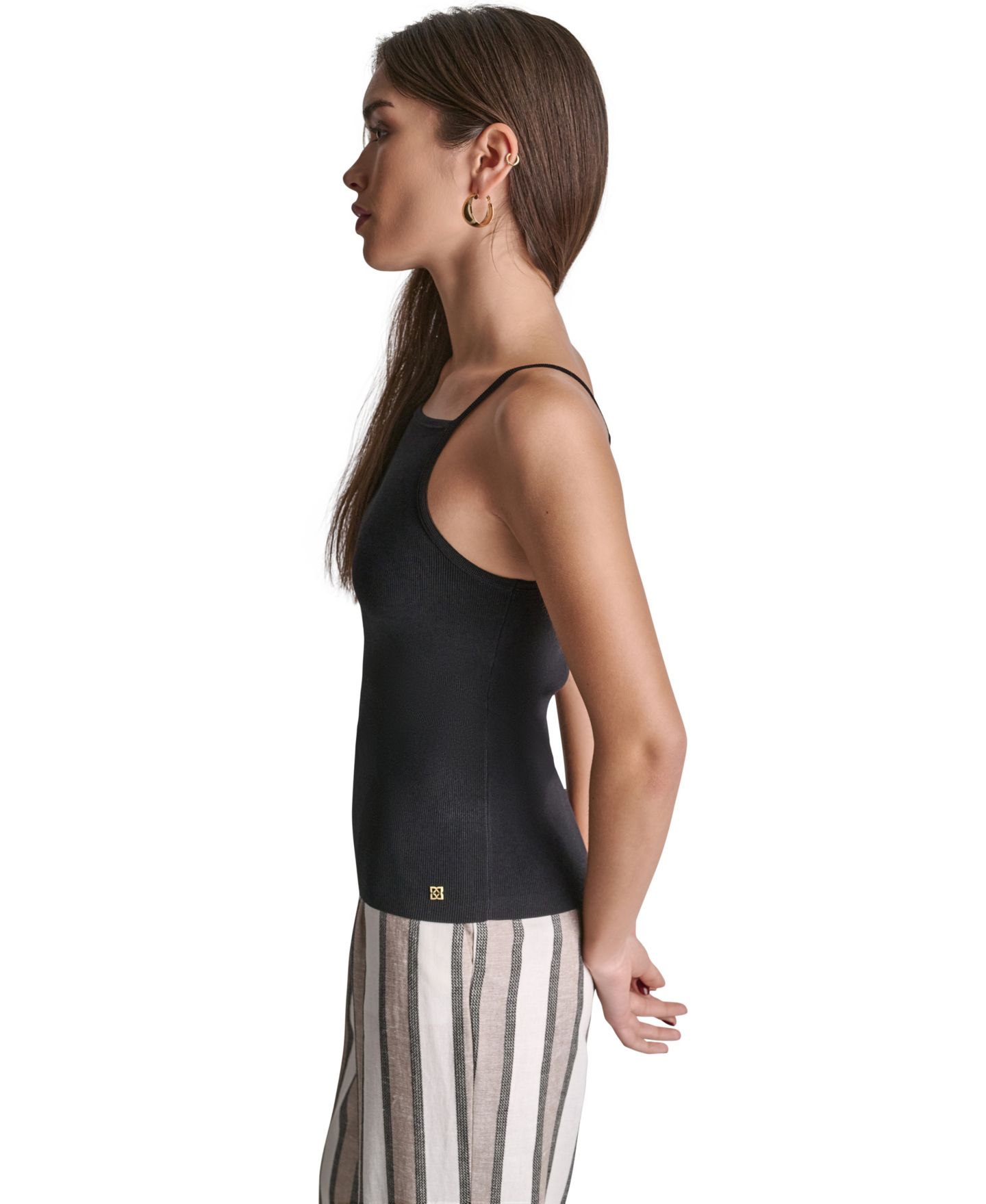 Женский топ BCBG Square Neck Knit, цвет: Чёрный — фото 3