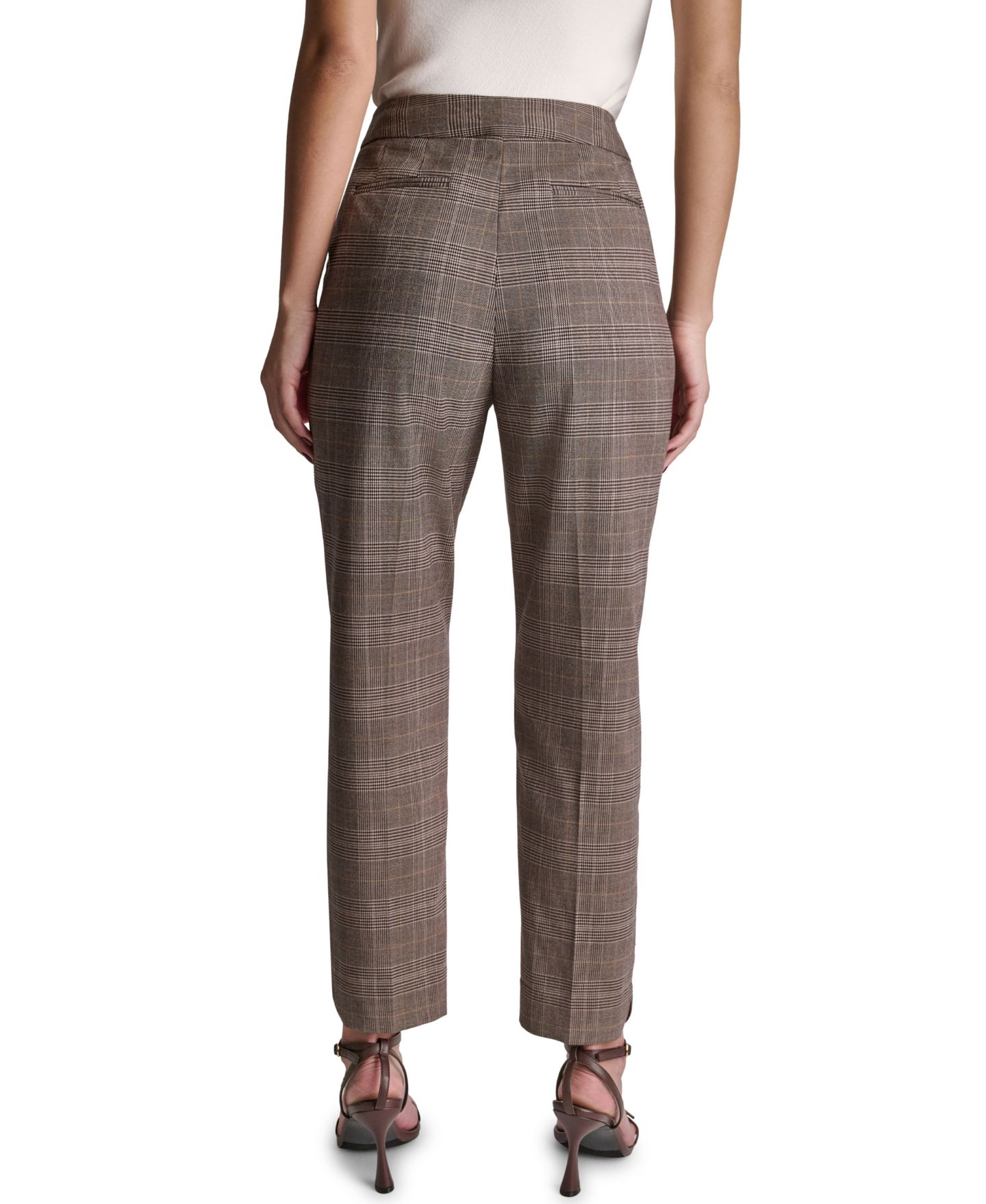 Женские брюки BCBG High-Rise Slim-Leg, цвет: Тёмно-коричневый сумеречный разноцветный — фото 5