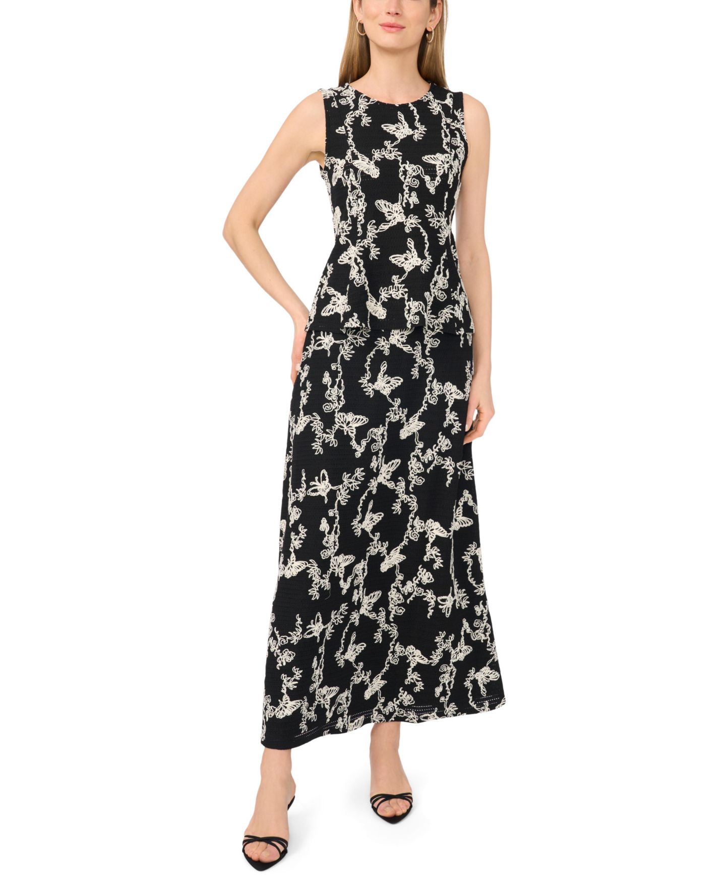 Женская юбка Vince Camuto Printed A-Line Maxi, цвет: Насыщенный чёрный — фото 2