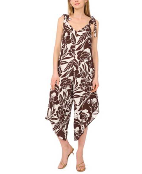 Женский комбинезон Vince Camuto Printed Wide-Leg Jumpsuit, цвет: Мокко