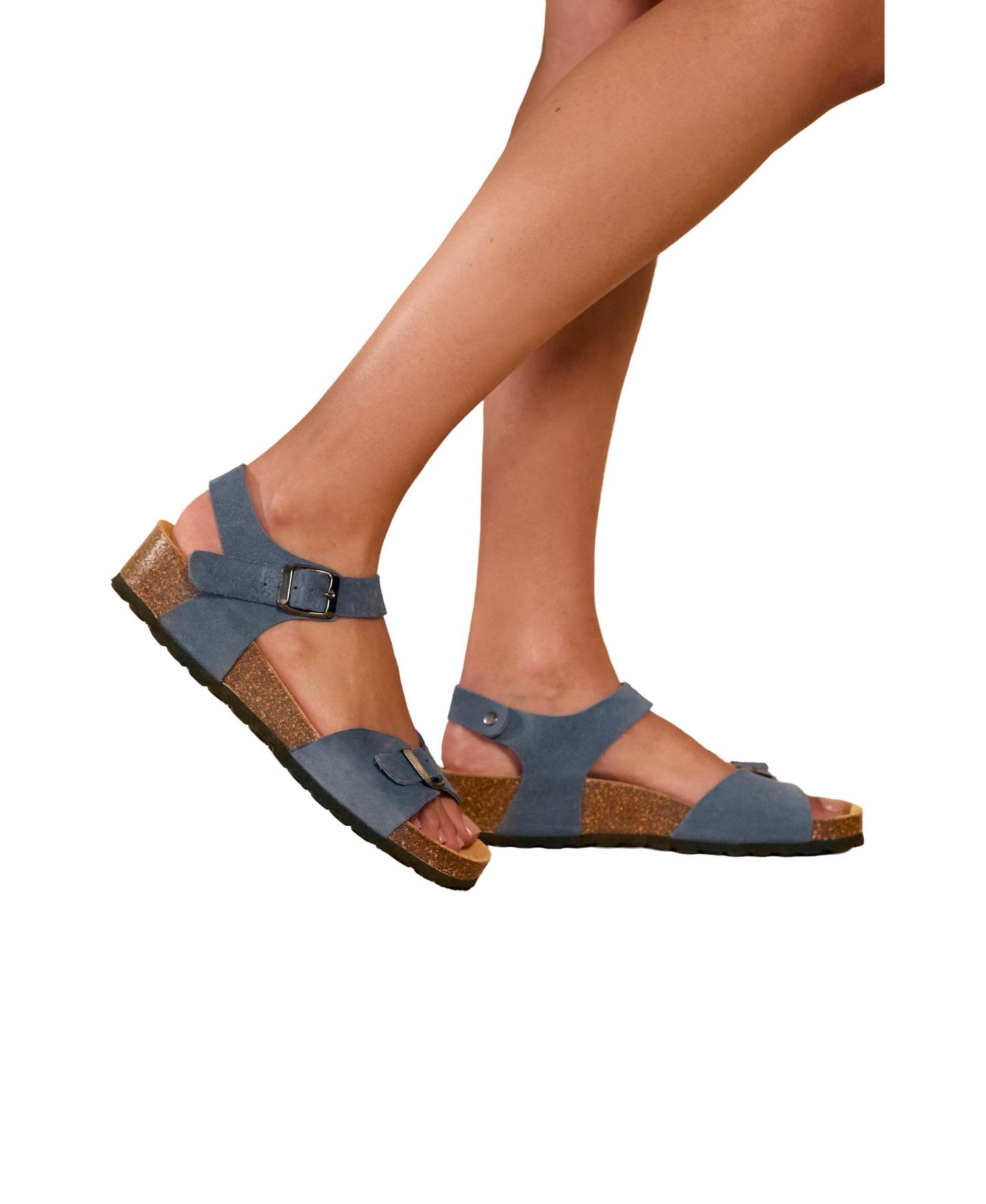 Женские сандалии Celtic & Co. Low Wedge Double Buckle Suede, цвет: Кобальтовый — фото 4