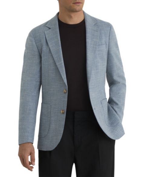 Мужской пиджак REISS Manci Tailored-Fit Single-Breasted Herringbone Blazer, цвет: Мягкий синий