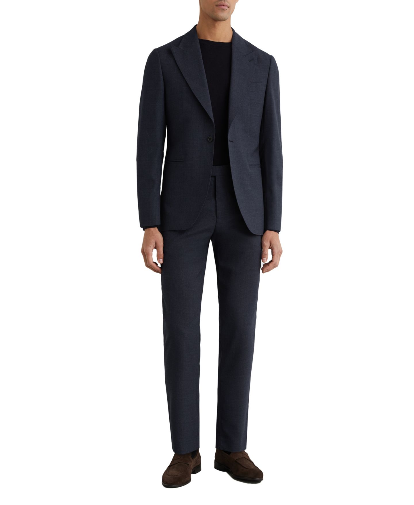 Мужские брюки REISS Fiber Wool Textured Tailored-Fit, цвет: Синий — фото 4