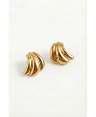 Sculptural Curve Stud Earrings, Stainless Steel