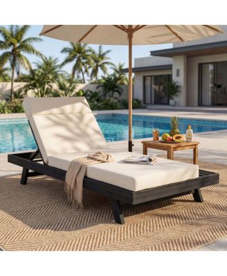 Acacia Wood Lounge Chaise Set with Water-Resistant Cushions