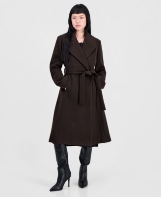 Women's Double-Breasted Belted Bow Back Coat