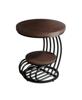 2 Tier Faux Marble Side Table for Living Room and Bedroom