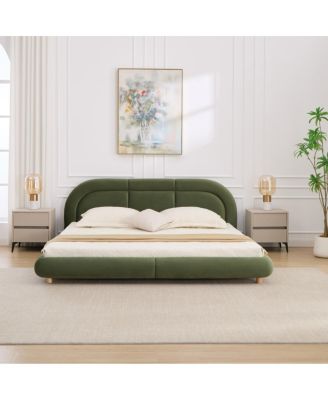 Modern Curved Upholstered King Platform Bed
