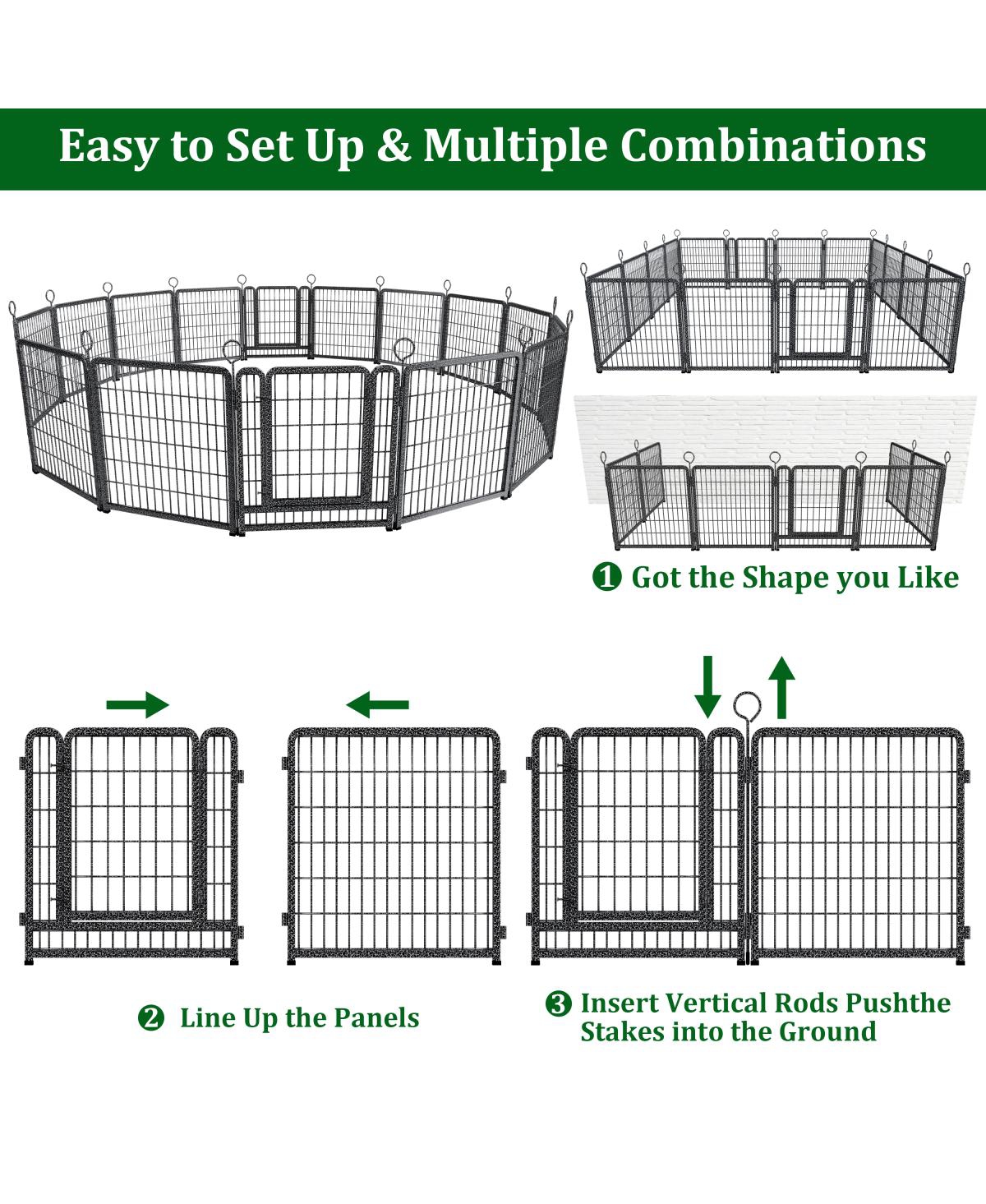 Streamdale Furniture 16-Panel Heavy-Duty Outdoor Dog Playpen, 40" Height, Portable and Anti-Rust