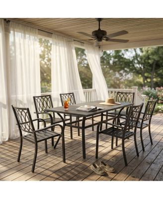 7-Piece Outdoor Metal Patio Dining Set with Rectangular Table and 6 Chairs