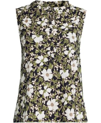 Women's Linen Blend Ruffle Trim Tank Top