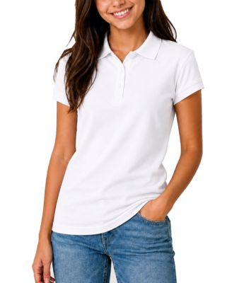 Women's Short Sleeve School Uniform Pique Polo Shirt