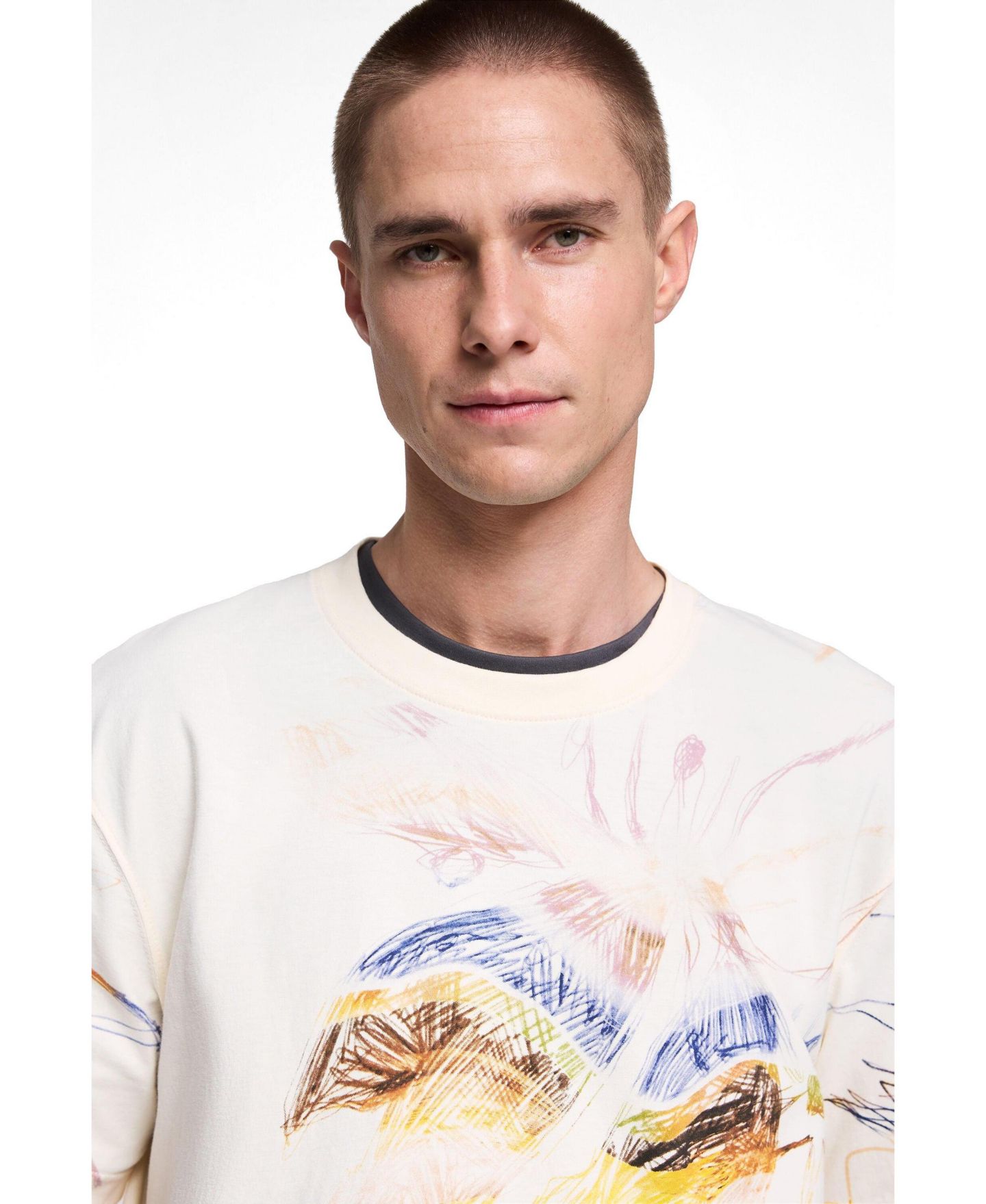 Мужская футболка Desigual Printed with drawings, цвет: Молочный белый — фото 3