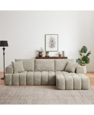 Chenille L-Shape Luxury Sectional Oversized Sofa, Comfy Sleeper Couch