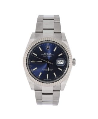 Pre-Owned Rolex Oyster Perpetual Datejust Automatic Watch in Stainless Steel and White Gold 41mm - Dial color: blue