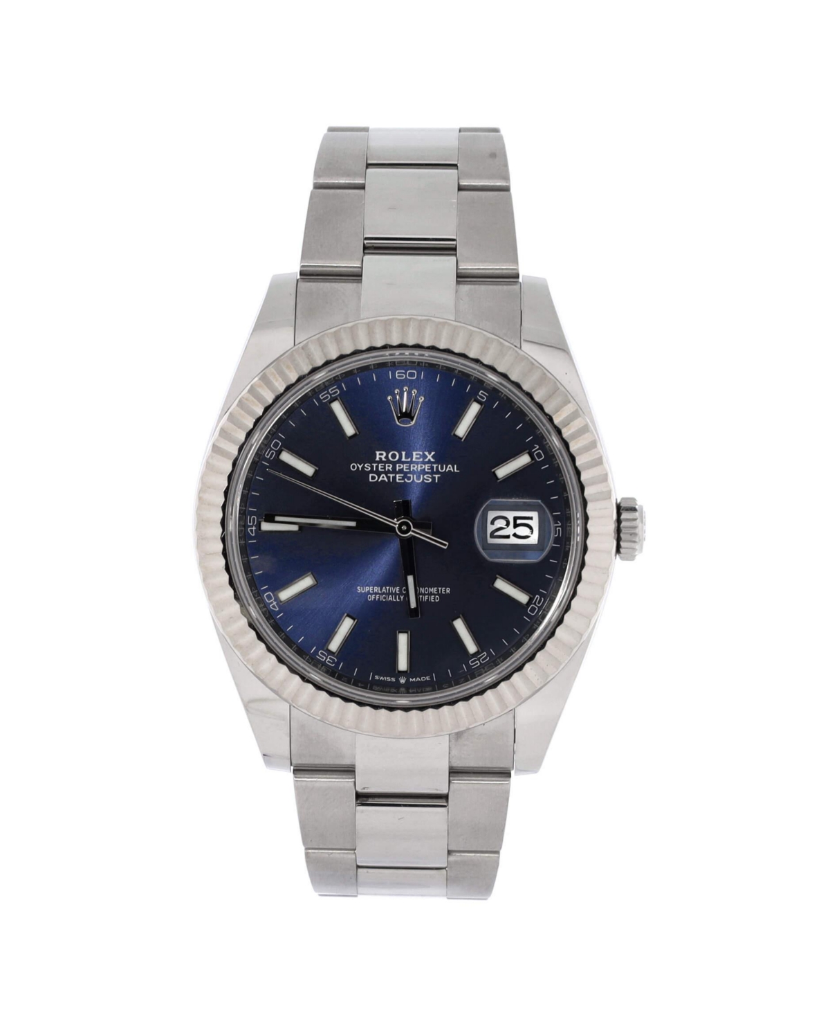 PreOwned Rolex Oyster Perpetual Datejust Automatic Watch in Stainless Steel and White Gold 41mm  Dial color blue