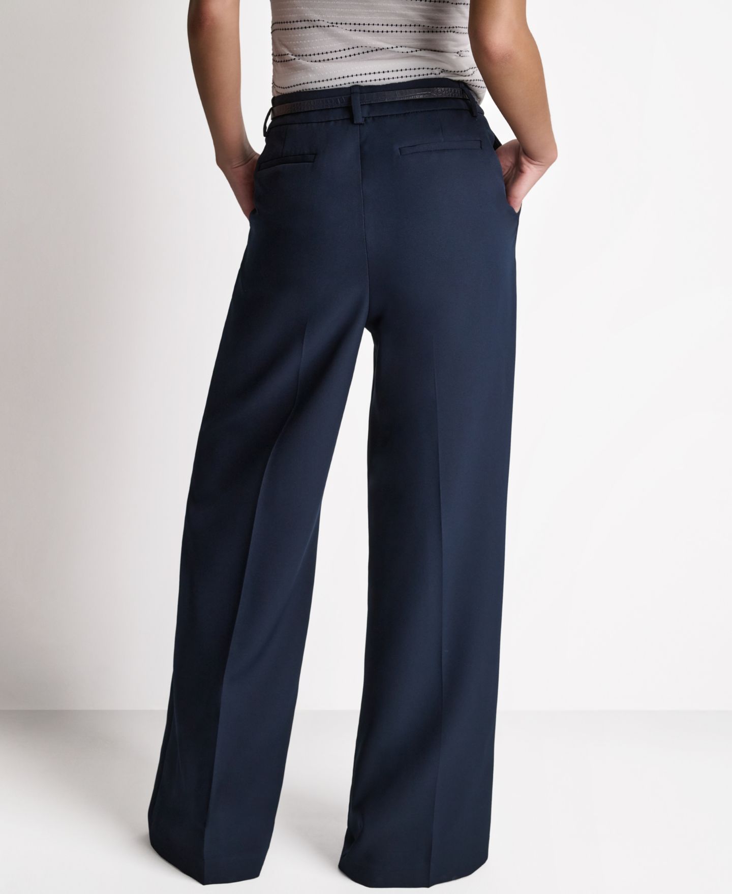 Женские брюки BCBG Wide-Leg High-Rise, цвет: Глубокий морской — фото 4