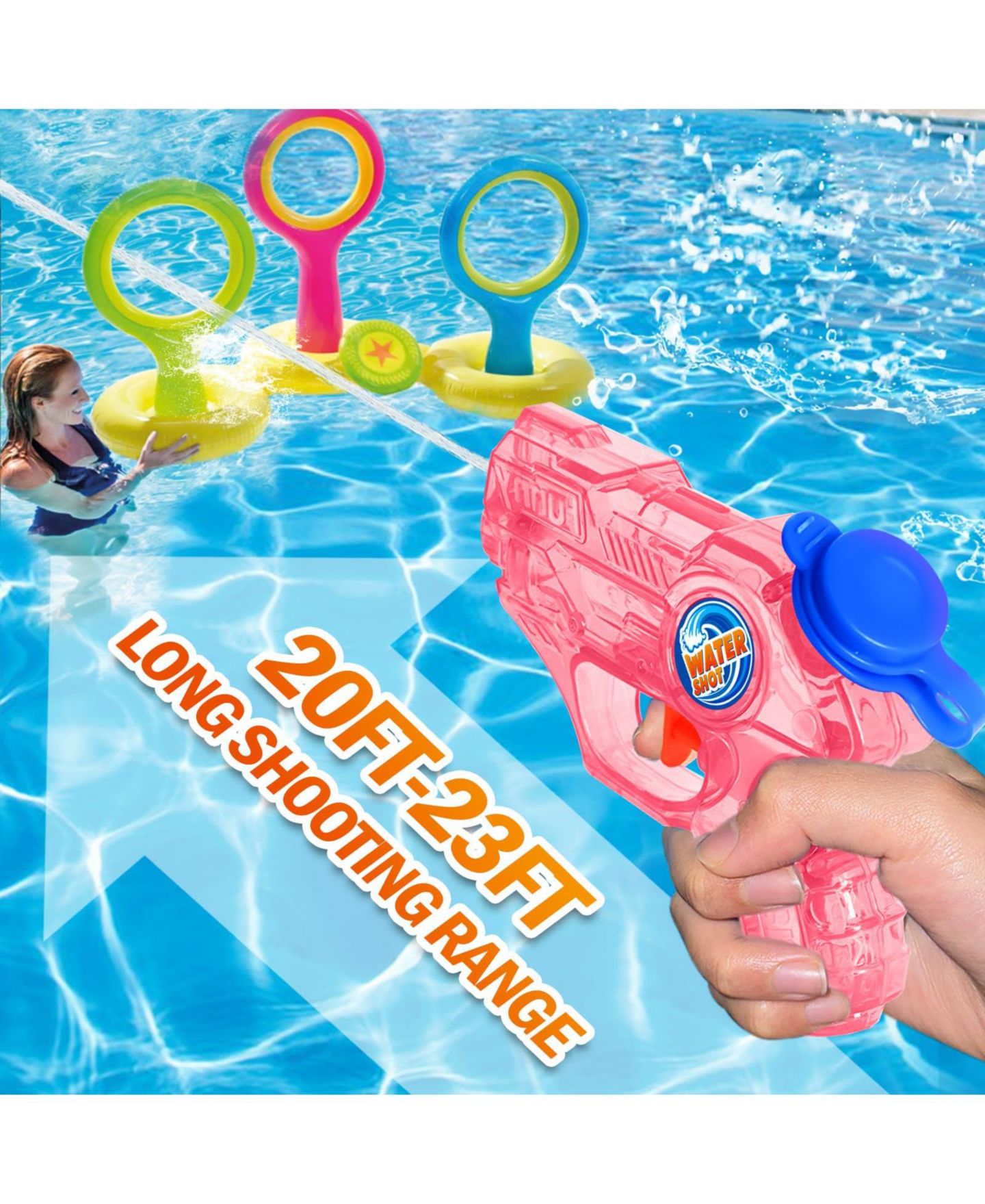 Детский мини-водный пистолет Gnuadz Super Soaker для бассейна и вечеринок, цвет: Синий розовый — фото 3