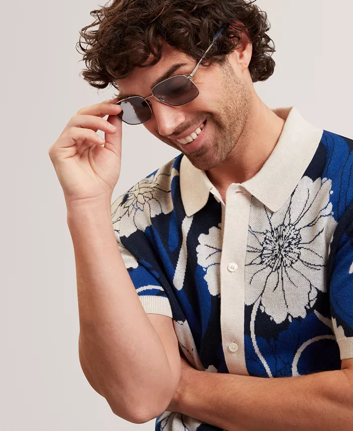 Men's Floral Jacquard Short-Sleeve Shirt - thumbnail 3