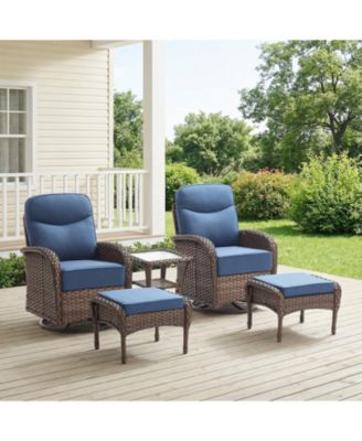 Luxury Patio Furniture Set with 6inch Thick Cushion, Outdoor High Back Swivel Rocker Patio Chairs, 5PCS Wicker Conversation Set