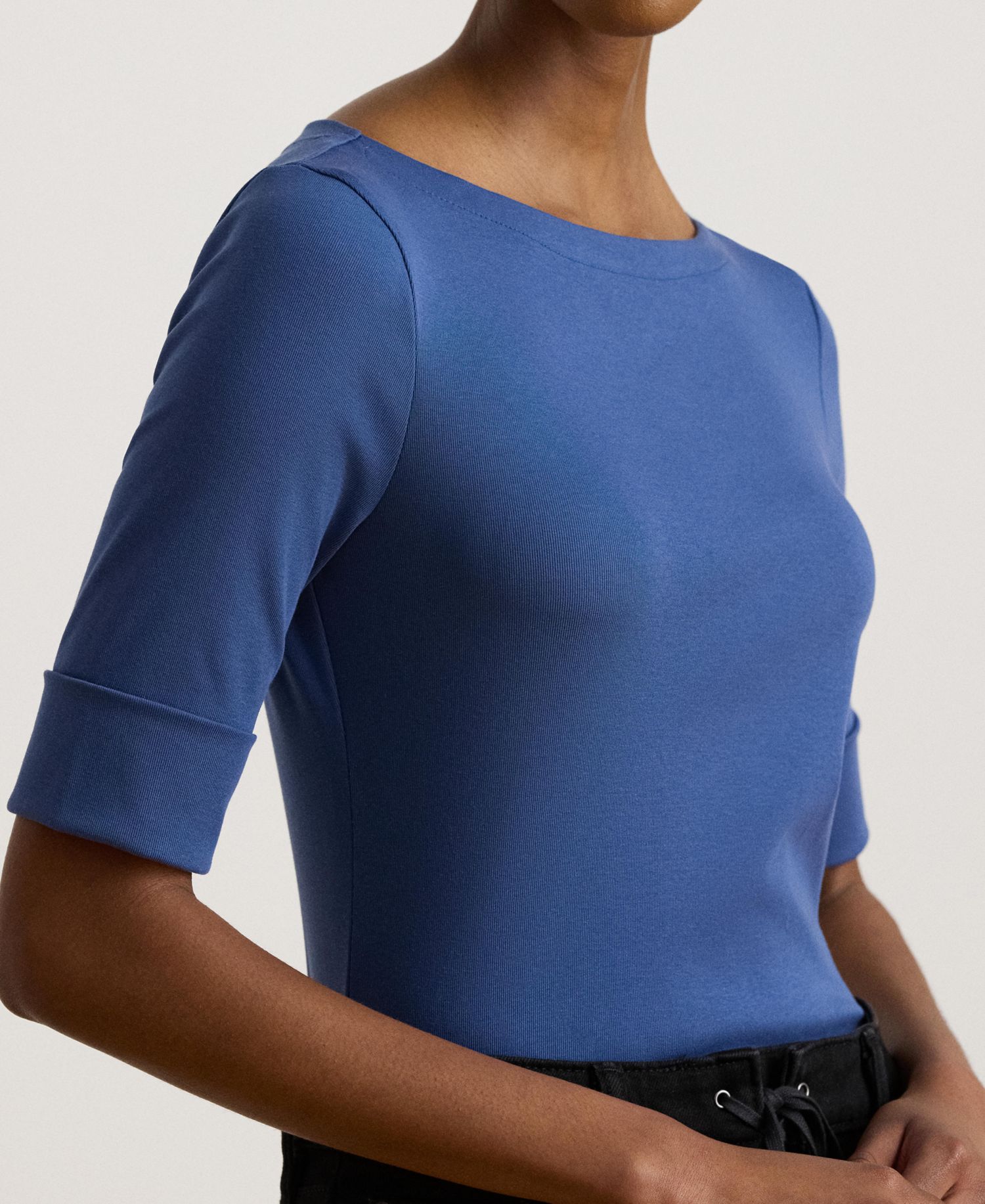 Stretch Cotton Boatneck T-Shirt
