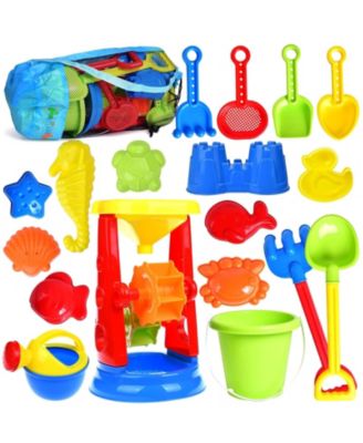 19-piece Sand Toys Set Water Wheel Bucket Molds Mesh Bag Kids Beach Play Kit