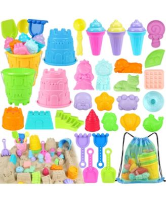 34-piece Beach Sand Castle Toys Bucket Shovel Set Mesh Bag