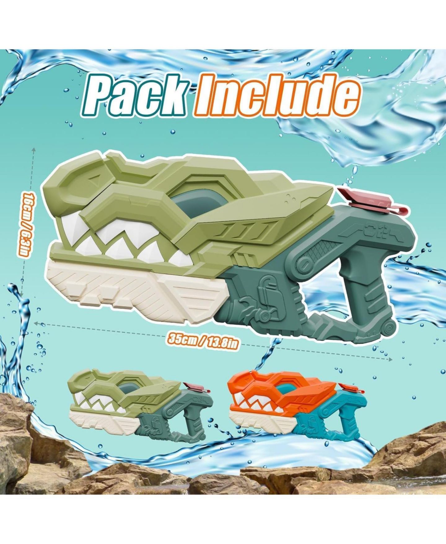 Детские игрушки GNUADZ 2 Pack Water Gun Squirt Blaster Summer Pool Beach Toy Ages 8-12, цвет: Разноцветный — фото 2