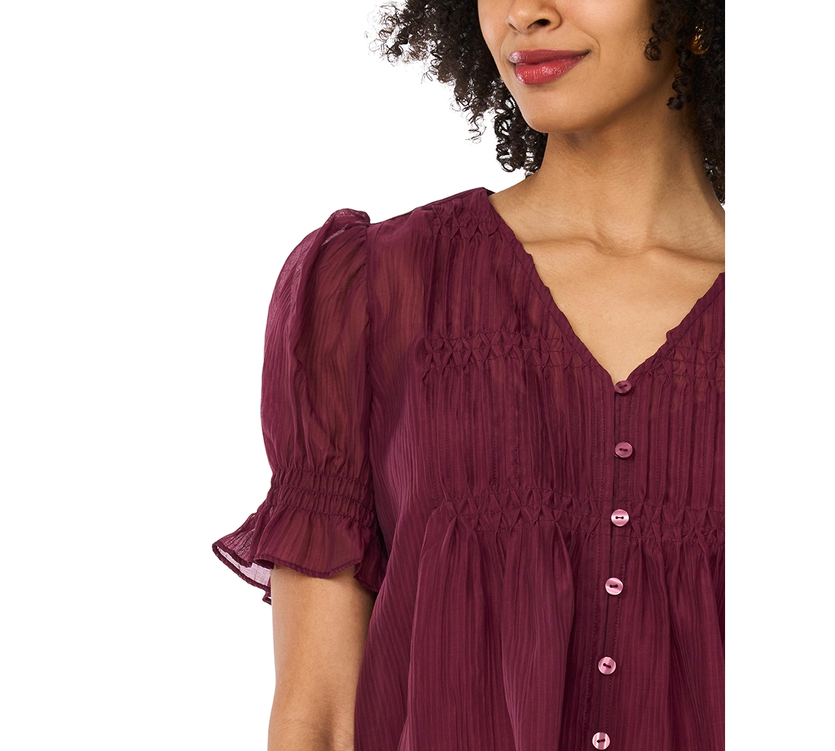 Vince Camuto Women's Pintuck Short-Sleeve Top
