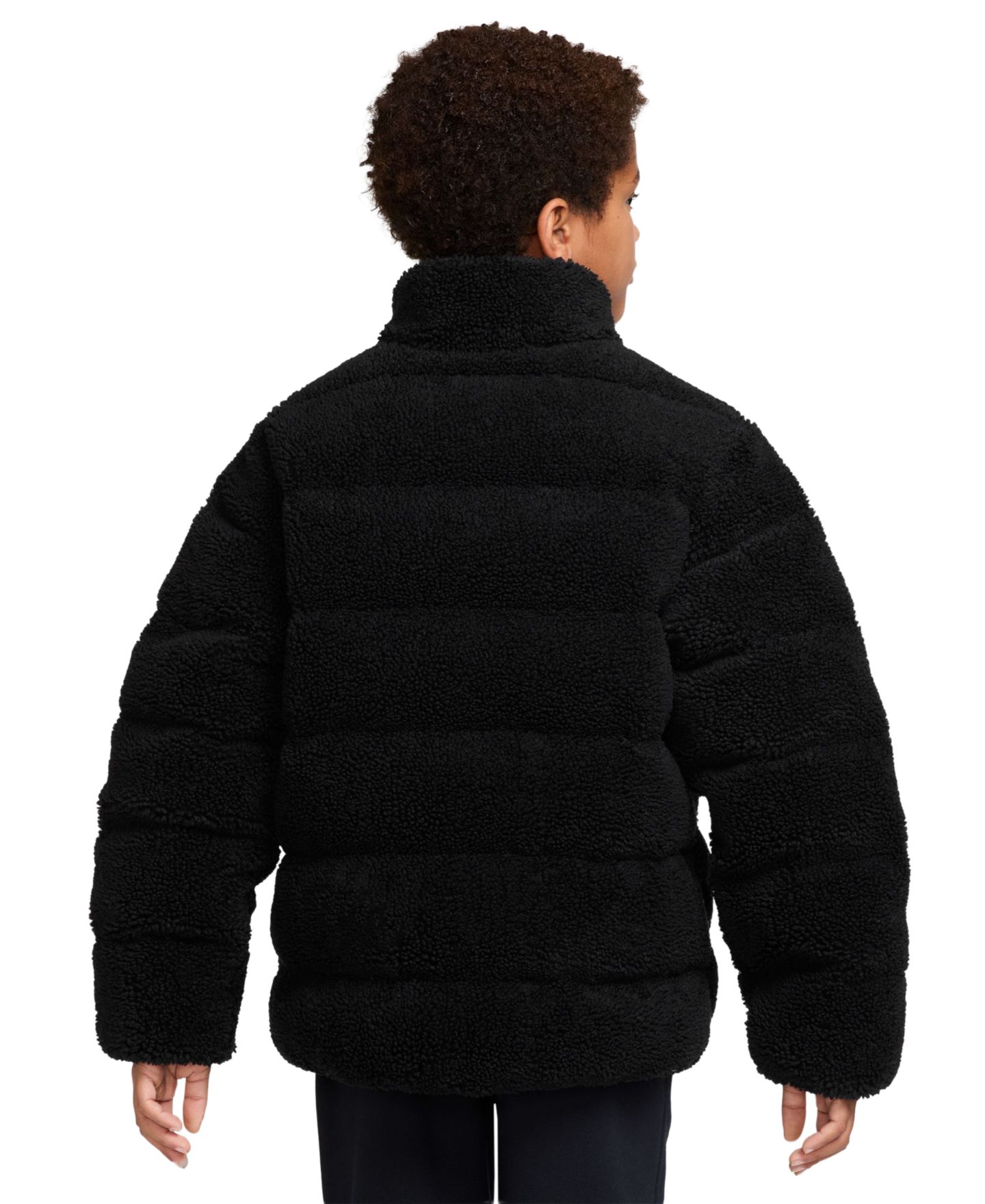 Куртка Nike Boys' 8-18 Sportswear Long-Sleeve Loose Puffer, цвет: Чёрный / Белый — фото 3