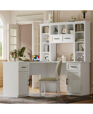 L-Shaped Desk with Storage, Power Outlet