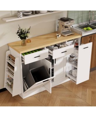 Kitchen Island with Storage and Spice Rack