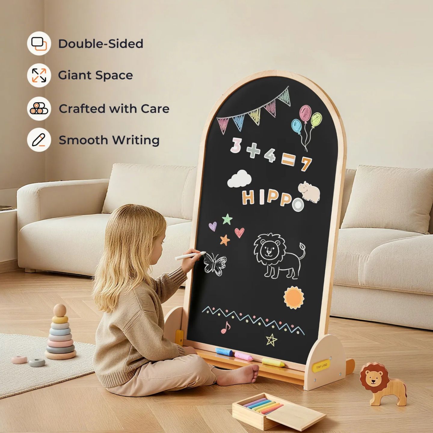 Детская игрушка Tiny Land Double-Sided Magnetic Easel, Ages 3+ — фото 10