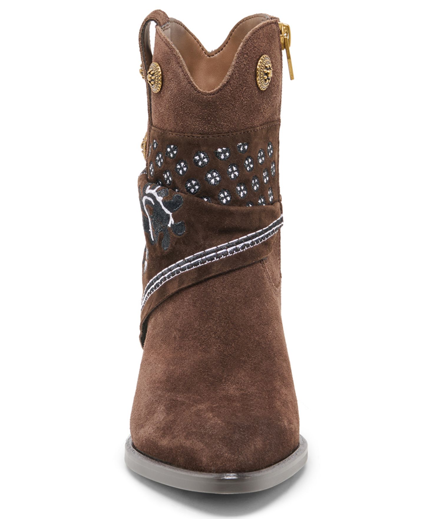 Женский шарф Dolce Vita Mekala Scarf Cuff Embroidered Western Booties, цвет: Тёмный коричневый замшевый — фото 3