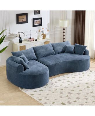 Curved Chenille Sofa with 7 Throw Pillows - Artistic & Comfortable