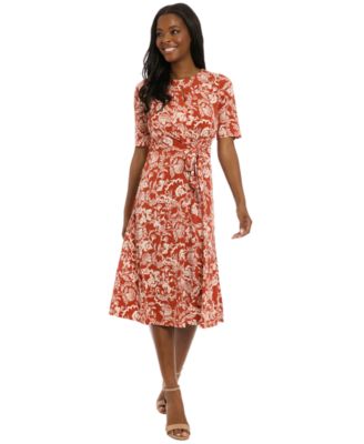 Women's Crewneck Fit and Flare Midi Dress